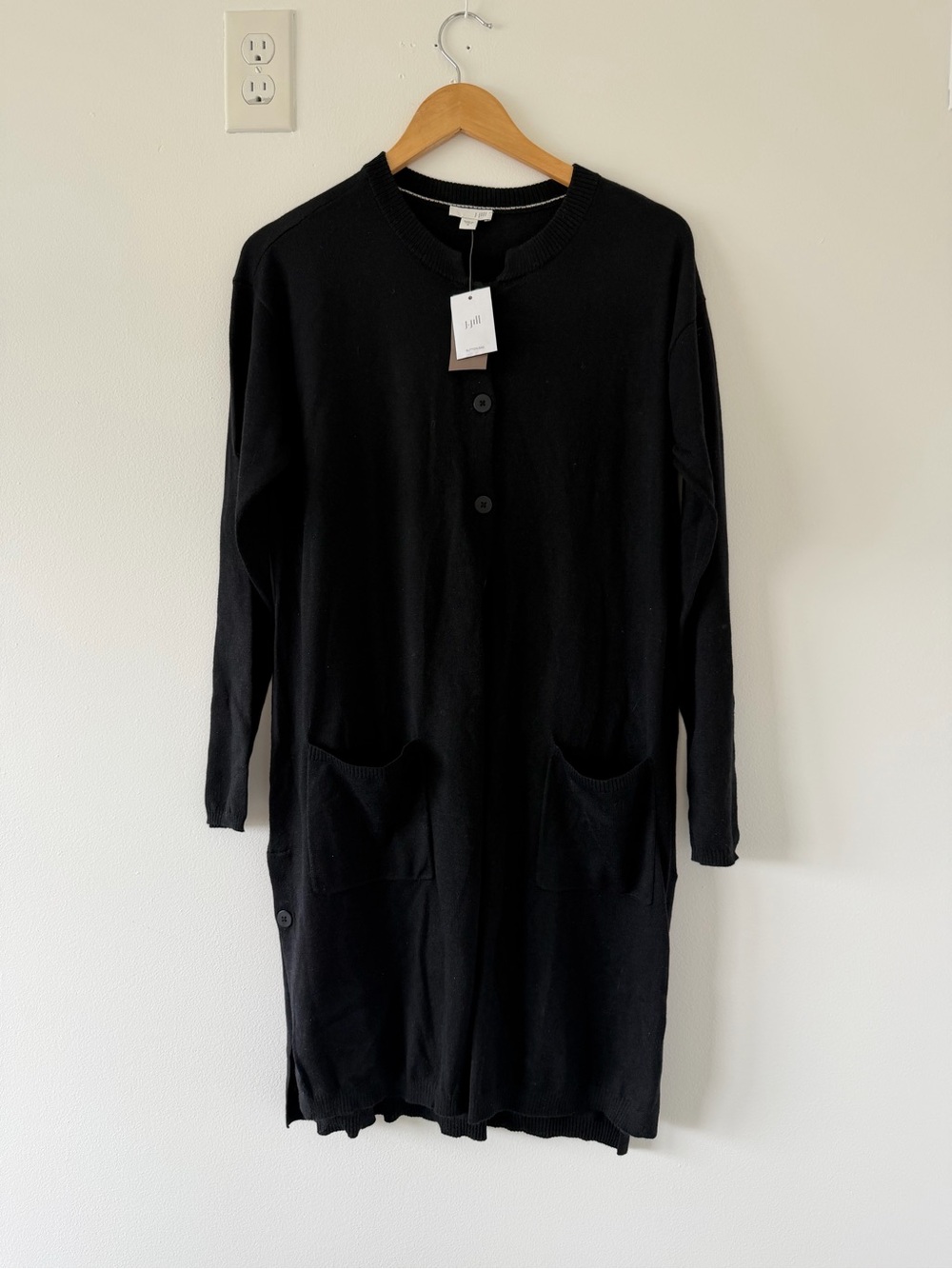 J. Jill Black Long Sleeve Cardigan with Pockets NWT